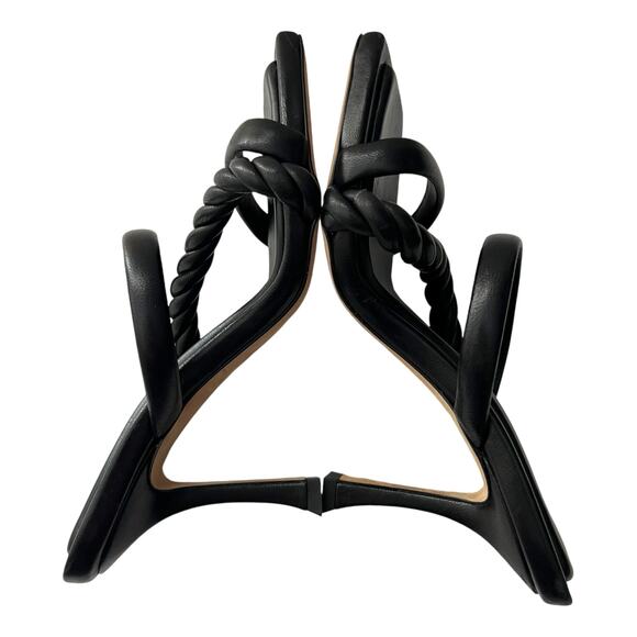 JIMMY CHOO Diosa Leather Mules EU 36 US 5 - 5.5 Black Twisted Strap Sandals - Picture 4 of 12